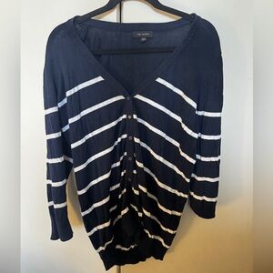 The Limited Navy & White Striped Button-Front Cardigan | Medium